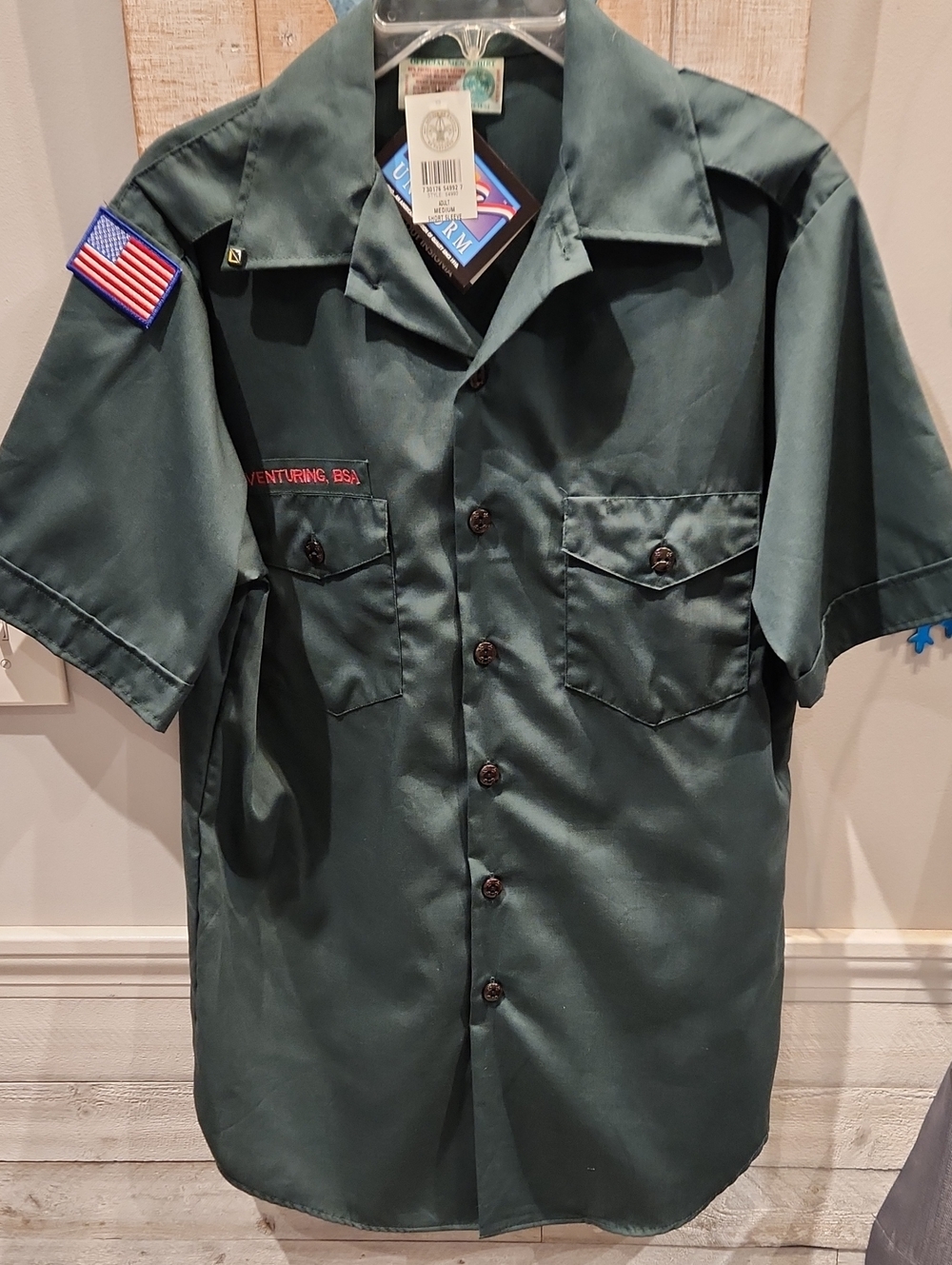 NWT Vtg. Cub Scouts Men's Short-Sleeve Dark Green Utility Shirt Jacket Sz M